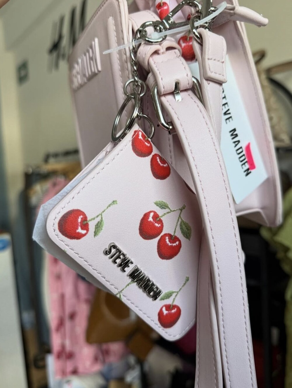 Steve Madden Pink Cherry Satchel with Charm - Picture 4 of 5